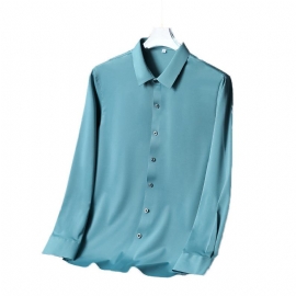 Lente Overhemd Met Lange Mouwen Heren Revers Overall Vierkante Hals Dieptepunt Eenvoudig