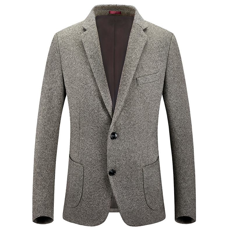 Herfst Winter Pak Heren Business Casual Gebreide Wollen Klein Colbert Slim
